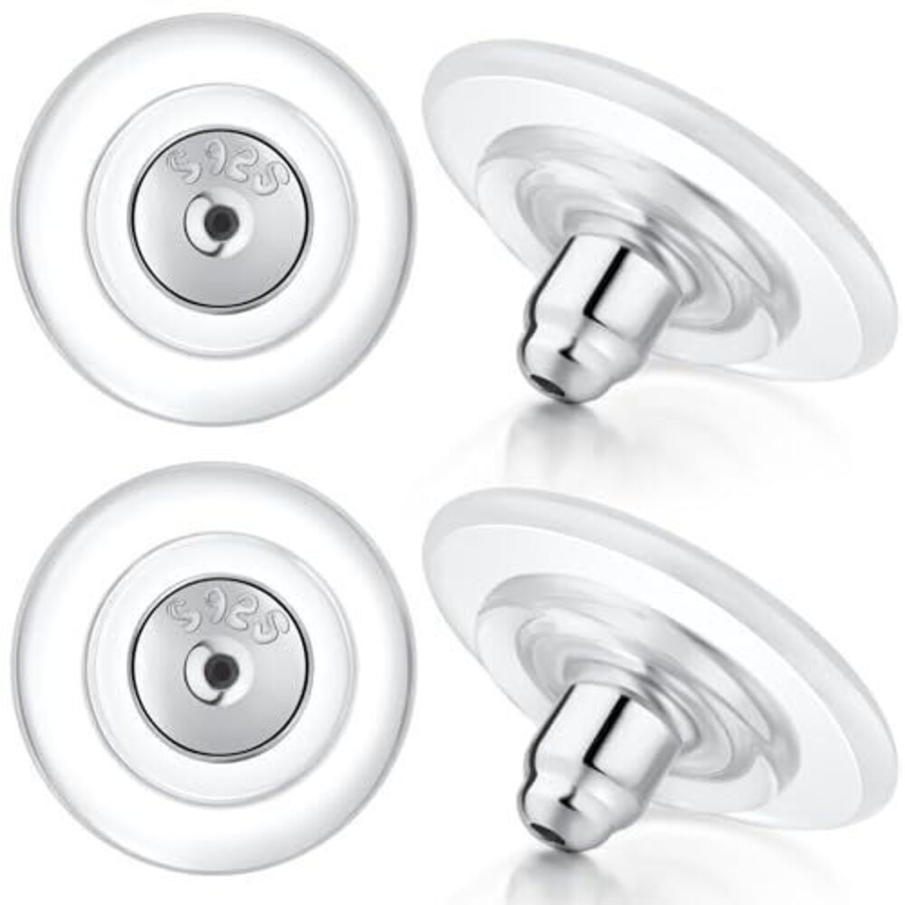 2216 12mm Big Earring Backs, 4pcs/2pairs, Locking, Sterling Silver & 18K